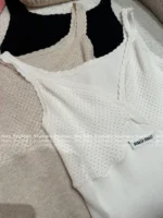 miumiu 2025SS Spring/Summer Collection 🤍 Ribbed Knit Camisole - Low Neck Crochet Strap & Letter Logo - Image 13