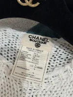 Chanel 2025 Vintage Inspired Collection 🤍 Crochet Knit Vest - Round Neck Embroidered Crystal Letter Logo - Image 3