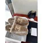 Chanel 2025 Fall/Winter Collection 🦙 Plush Big Logo Slippers - Extra-Thick Wool & Chunky Platform Sole - Image 13