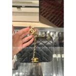 Chanel 2025B New Collection 🖤 Adjustable Logo-Clasp Chain Bag - Black/Gold Lambskin CF/Square Mini Flap ⛓️ - Image 12