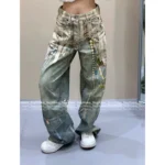 ACNE STUDIOS 2025 Spring/Summer New Collection — Niche ©️ Must-Have for It Girls ❕ 3D Printed Chain Graphic High-Waist Slimming Wide-Leg Denim Jeans for Women - Image 4