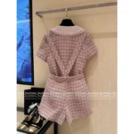 Chanel 2025P Spring/Summer Runway Collection 💗 Italian Tweed Coord Set - Doll Collar Top & Suspenders w/ Printed Lining - Image 4