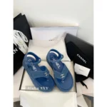 Chanel 2025C Resort Collection 💙 Platform Denim Sandals - 4.5cm Lift Sole w/ Lambskin Lining & Heavyweight Denim - Image 8