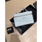 Chanel In Stock ☑️ 2025P Ultra-Selling LP Box Bag 🌸 New Sakura Pink / Baby Blue Colors - Imported Full Leather - Image 5