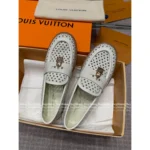 Louis Vuitton 👞2025Classic leather openwork lock loafers shoes ladies - Image 9