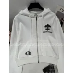 CHROME HEARTS 2025 Early Fall Collection 🤍 Cropped Sanskrit Print Hoodie - Cross Zip-Up Casual Sweatshirt - Image 8
