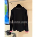 Chanel 25B Early Fall Collection 🎀 Rhinestone Logo Layered Tee - Mock Two-Layer Cotton Long Sleeve - Image 5