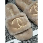 Chanel 25B FW Embroidered Logo Slippers 🐑 Lambswool House Slides & Lazy Home Shoes - Image 13