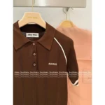 miumiu 2025SS Spring/Summer Collection 🤎 Polo Collar Knit Tee - Wool-Tencel Blend with Jacquard Logo - Image 17