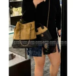 Chanel 2025A Haute Atelier Collection 🤎 Vintage Suede-Trimmed Bag - Shell Shape w/ Detachable Chain & Handle - Image 12