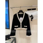 Chanel 2025A Spring/Summer Collection 🖤 Classic Black & White Contrast - 100% Imported Wool Knit Series (Short Sleeve/Dress/Cardigan/Full Collection) - Image 18
