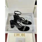 Dior 2025 Spring/Summer Runway Collection ⭐️ Single-Strap Heeled Sandals - Crystal Logo & Lambskin Lining - Image 7