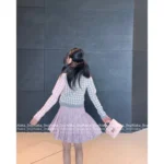 THOM BROWNE 2025SS Spring/Summer Collection 👧 Grey-Pink Plaid Knit Set - Round Neck Vest/Cardigan - Image 18