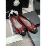 Chanel 2025P Early Spring Collection 🖤 Classic Color-Block Ballet Flats - Round Toe w/ Crystal Butterfly Logo & Full-Grain Leather - Image 6