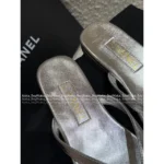 Chanel 25A Spring/Summer Collection 🩴 Laser Metallic Slide Sandals - Heavyweight Leather w/ Crystal Toe-Post - Image 2