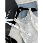 Chanel 25M Coco Collection 🤍 Women's Textured Open-Knit Vest - Granular Weave w/ Sheer Panel Design - Image 11