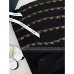 Chanel 2025A Early Fall Collection 🖤 Round Neck Gold-Thread Embroidery Dress - 100% Silk Lining & Flared Bell Sleeves - Image 10