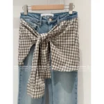 ANNANDELMAN 2025 Early Fall Collection 🌟 Mock Two-Piece Plaid Shirt Jeans - High-Waisted Straight Leg w/ Micro Flare - Image 13