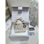Dior Personal Collection~ Socialite's Treasured Piece ⭐️ 2025 Limited Edition Silk Satin Embroidered Beaded Snowflake Lady Dior Bag - Gift Box Packaging - Image 4