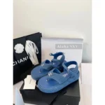 Chanel 2025C Resort Collection 💙 Platform Denim Sandals - 4.5cm Lift Sole w/ Lambskin Lining & Heavyweight Denim - Image 7