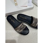 Dior 2025 Spring/Summer Collection ⭐️ Heavyweight Embroidery Platform Slides - Leather Upper w/ Jacquard Logo & Chunky Sole - Image 2