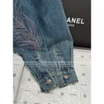 Chanel 2025C Spring/Summer Collection 🌈 Couture Feather-Embellished Denim Shirt - Ombré Crystal Wash & 3D Plume Detailing 🪶 - Image 4