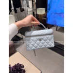 Chanel In Stock ☑️ 2025P Ultra-Selling LP Box Bag 🌸 New Sakura Pink / Baby Blue Colors - Imported Full Leather - Image 4