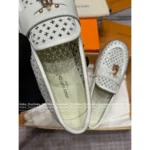 Louis Vuitton 👞2025Classic leather openwork lock loafers shoes ladies - Image 8