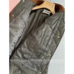 miumiu 25 New Autumn/Winter Collection Suede Patchwork Quilted Pocket Warm Army Green Cotton Jacket for Women - Image 6