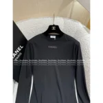 Chanel 25B Early Fall Collection 🎀 Rhinestone Logo Layered Tee - Mock Two-Layer Cotton Long Sleeve - Image 4
