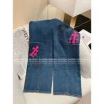 CHROME HEARTS SS25 Early Fall Collection 💗 Painted Print Cross Logo High-Waisted Flared Jeans for Women - Image 7