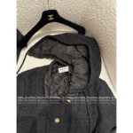 Chanel 25 Autumn/Winter Collection 🔍 Black Hooded Pocket Tweed Knit Coat Loose Fit - Image 4