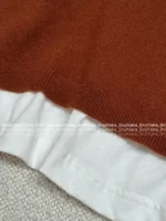 miumiu 25SS Early Fall Collection 🐻 Fake Two-Layer Knit Sweater - Preppy Brown Letter Logo Cropped Pullover - Image 19