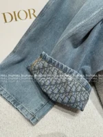Dior 25SS Spring/Summer Collection 🤠 Heavy Enzyme Wash Denim Set - Embroidered Logo Short Sleeve Shirt & High-Waist Wide-Leg Pants - Image 18