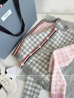 THOM BROWNE 2025SS Spring/Summer Collection 👧 Grey-Pink Plaid Knit Set - Round Neck Vest/Cardigan - Image 17