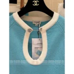 Chanel 25S Spring/Summer Collection 🩵 Color-Block Knit Set - Crystal Brooch Wool Coordination (Haute Minimalism) - Image 17