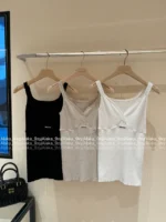 miumiu 2025SS Spring/Summer Collection 🤍 Ribbed Knit Camisole - Low Neck Crochet Strap & Letter Logo - Image 11