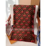Louis Vuitton 2025 Spring/Summer Collection 🍒 Ouyang Nana x Collab Cherry Print Series - 100% Mulberry Silk Scarf / Bandeau / Shawl - Image 6