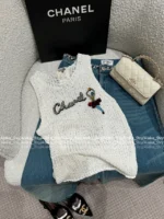Chanel 2025 Vintage Inspired Collection 🤍 Crochet Knit Vest - Round Neck Embroidered Crystal Letter Logo - Image 22