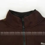 miumiu 2025SS Fall/Winter Collection 🐻 Unisex Zip-Up Fleece Hoodie - Brown Sherpa w/ Letter Logo & Oversized Fit - Image 7