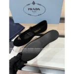 Prada 2025SS Early Fall Collection 🍂 Classic Inverted Triangle Logo Mary Janes - Suede Round-Toe Single-Buckle Shoes - Image 9