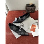 Hermes Stunning!❕🍊 2025SS Spring/Summer Collection - Kiara Kitten Heel Kelly Buckle Flats - 4cm Heel & Imported Full-Grain Leather - Image 3