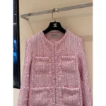Chanel 2025P Early Spring Collection 🌸 Sakura Pink Tweed Set - Custom Round Neck w/ Pearl Buttons & Woven Pocket Blazer/Vest - Image 5