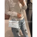 Chanel In Stock ☑️ 2025P Ultra-Selling LP Box Bag 🌸 New Sakura Pink / Baby Blue Colors - Imported Full Leather - Image 3