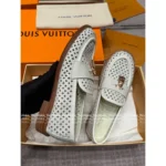 Louis Vuitton 👞2025Classic leather openwork lock loafers shoes ladies - Image 7