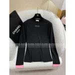 Chanel 25B Early Fall Collection 🎀 Rhinestone Logo Layered Tee - Mock Two-Layer Cotton Long Sleeve - Image 3