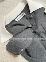 SELF-PORTRAIT 2025 FW Grey Blend Wool Knit Dress 🩶 Notch Collar "Rich Girl Style" Pullover Midi Dress - Image 4