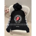 CHROME HEARTS 2025SS Early Fall Lip Print Hoodie 👄 Sanskrit Logo Zip-Up Sweatshirt with Red Lips Design** - Image 9