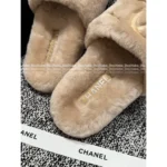 Chanel 25B FW Embroidered Logo Slippers 🐑 Lambswool House Slides & Lazy Home Shoes - Image 11