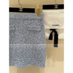 Chanel 25B FW Artisan Lace Cardigan Set 🩵 Hand-Embroidered Knit & Skirt with Silk Lining** - Image 14
